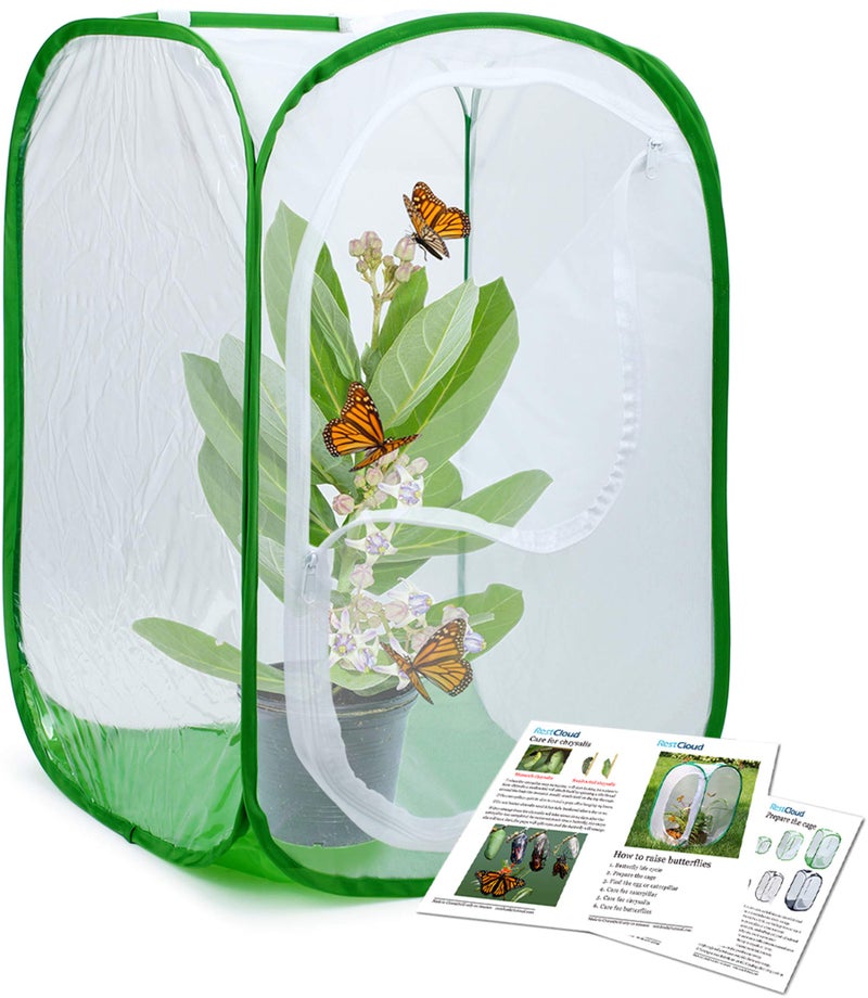 RESTCLOUD Professional Butterfly Habitat Insect Cage Caterpillar Enclosure Pop-up Polyester Bottom for Easier Clean - Image 1